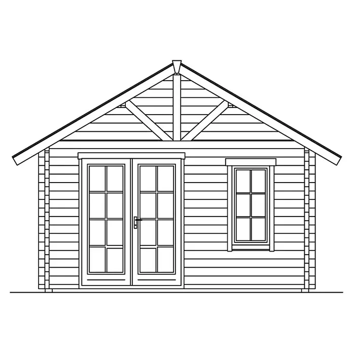 Skan Holz Gartenhaus Toronto 4 - B x T: 500 x 740 cm, Holz, Wandstärke: 70 mm, 28 mm Profilschalung mit Nut & Feder - Skizze