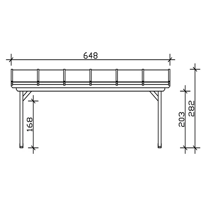 Skan Holz Terrassenüberdachung Ancona - L x T: 648 x 350 cm, Polycarbonat, Weiß - Skizze