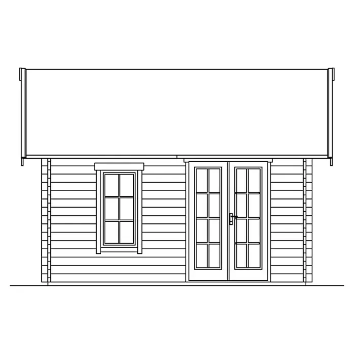 Skan Holz Gartenhaus Bern 1 - B x T: 500 x 500 cm, Holz, 17,64 m², Wandstärke: 45 mm, 19 mm Dachschalung mit Konter- & Dachlattung - Skizze