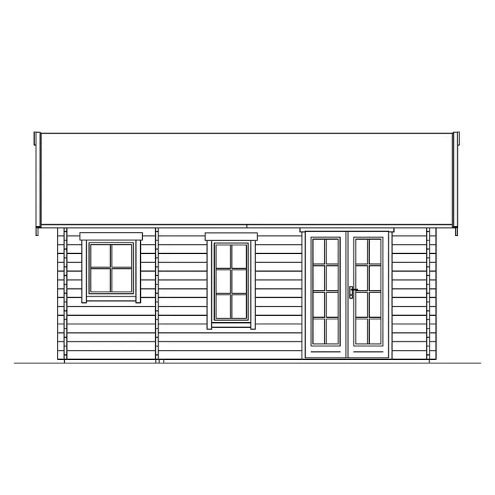 Skan Holz Gartenhaus Bern 2 - B x T: 500 x 640 cm, Holz, 23,52 m², Wandstärke: 45 mm, 19 mm Dachschalung mit Konter- & Dachlattung - Skizze