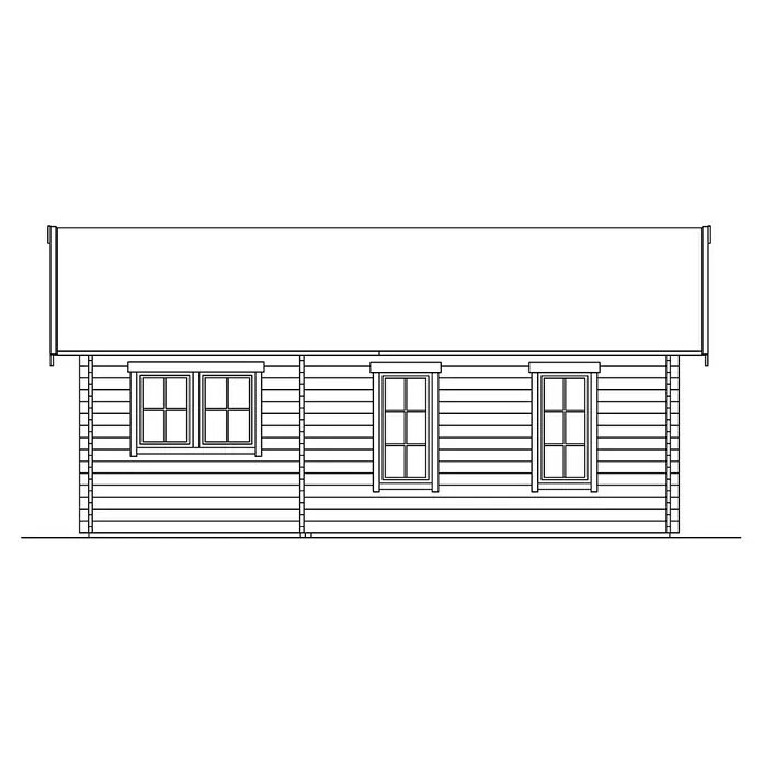 Skan Holz Gartenhaus Bern 4 - B x T: 500 x 740 cm, Holz, 27,72 m², Wandstärke: 45 mm, 19 mm Dachschalung mit Konter- & Dachlattung - Skizze