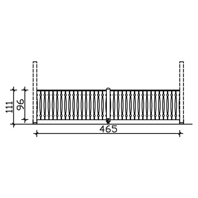 Skan Holz Brüstungsgeländer - Passend für: Skan Holz Leimholz-Terrassenüberdachungen & -Pavillons, Pfostenabstand 465 cm, Nussbaum - Skizze