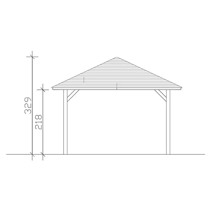 Skan Holz Pavillon Cannes 2 - L x B: 439 x 439 cm, Weiß - Skizze