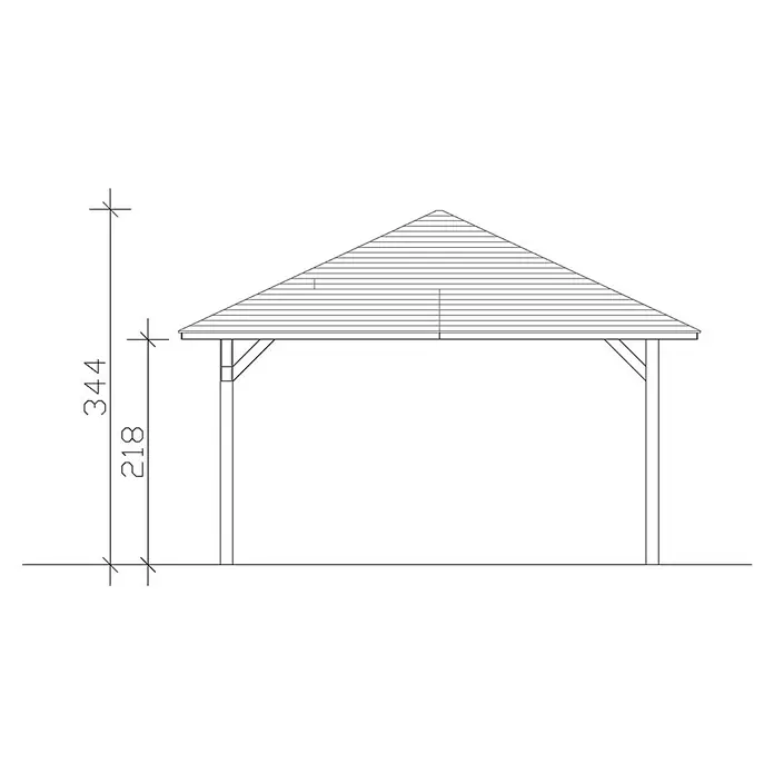 Skan Holz Pavillon Cannes 3 - L x B: 504 x 504 cm, Schiefergrau - Skizze