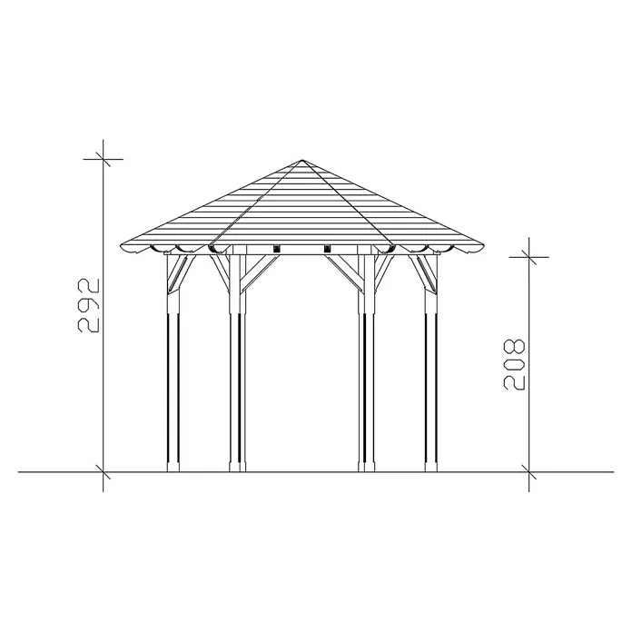 Skan Holz Pavillon Colmar 1 - L x B: 312 x 360 cm, Natur - Skizze