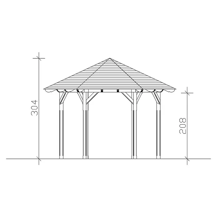 Skan Holz Pavillon Colmar 2 - L x B: 364 x 420 cm, Nussbaum - Skizze