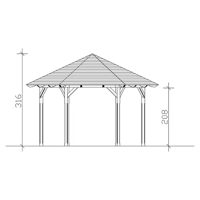 Skan Holz Pavillon Colmar 3 - L x B: 416 x 480 cm, Natur - Skizze
