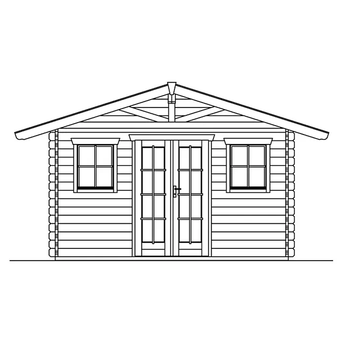 Skan Holz Gartenhaus Davos 1 - B x T: 480 x 430 cm, Holz, 11,4 m², Wandstärke: 45 mm - Skizze