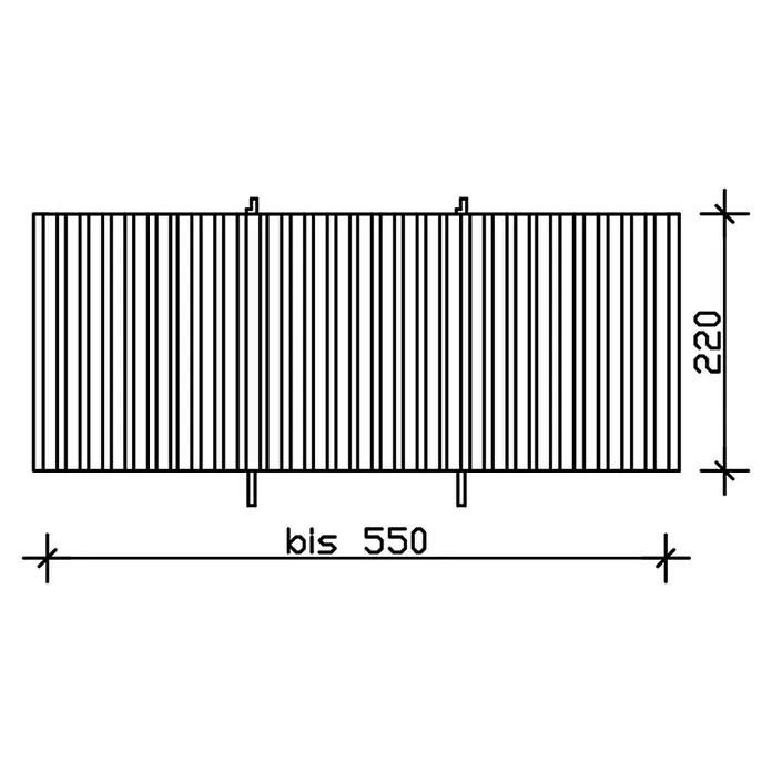 Skan Holz Rückwand - B x H: 550 x 220 cm, Passend für: Skan Holz Carports, Eiche Hell - Skizze
