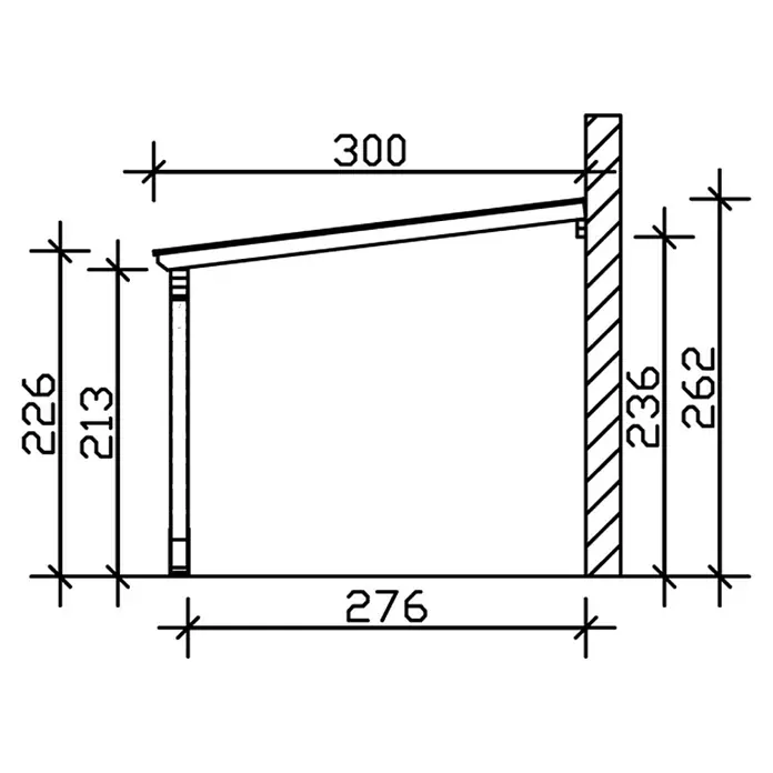 Skan Holz Carport Eifel - B x T: 300 x 541 cm, Einfahrtshöhe: 2,13 m, Nussbaum - Skizze