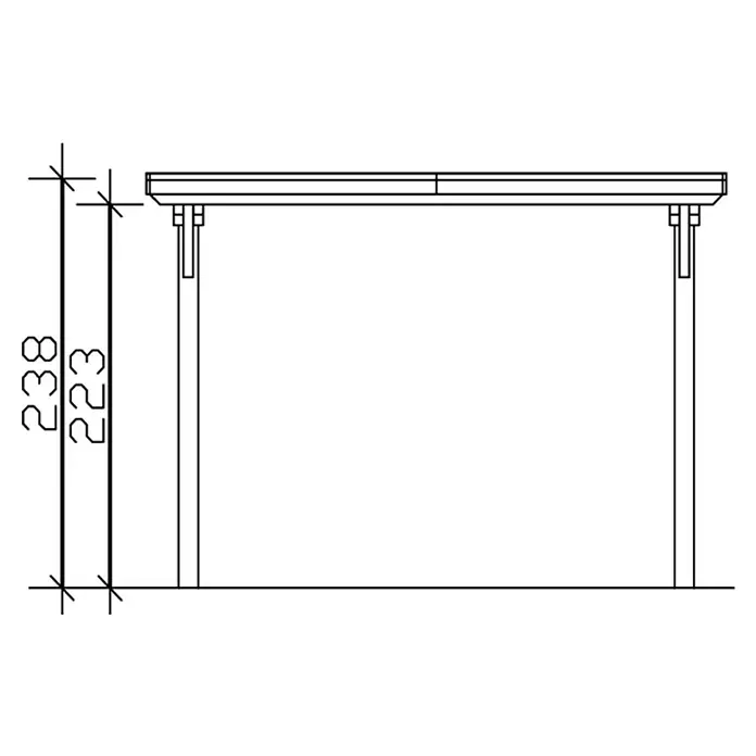Skan Holz Carport Emsland - L x B: 604 x 354 cm, Einfahrtshöhe: 223 cm, Grün, Materialspezifizierung Dach: Aluminium - Skizze