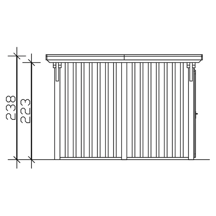 Skan Holz Carport Emsland - L x B: 846 x 354 cm, Einfahrtshöhe: 223 cm, Eiche Hell, Materialspezifizierung Dach: EPDM-Folie, Mit Abstellraum - Skizze