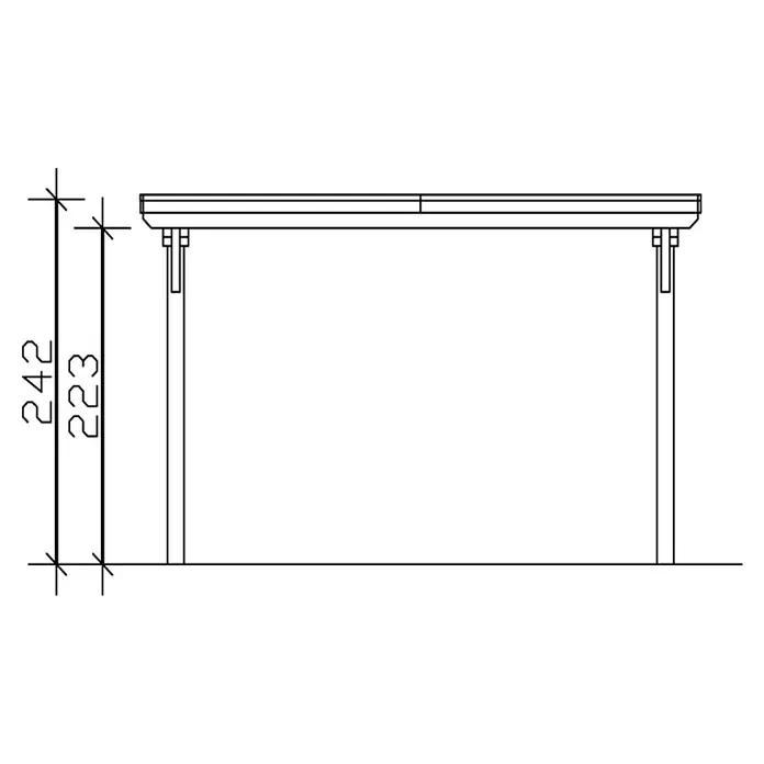 Skan Holz Carport Emsland - L x B: 846 x 404 cm, Einfahrtshöhe: 223 cm, Nussbaum, Materialspezifizierung Dach: EPDM-Folie - Skizze
