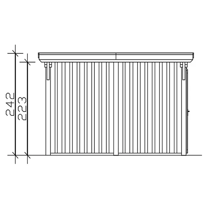 Skan Holz Carport Emsland - L x B: 846 x 404 cm, Einfahrtshöhe: 223 cm, Natur, Materialspezifizierung Dach: EPDM-Folie, Mit Abstellraum - Skizze