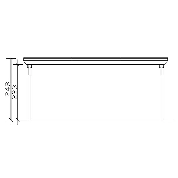 Skan Holz Doppelcarport Emsland - L x B: 604 x 613 cm, Einfahrtshöhe: 223 cm, Eiche Hell, Materialspezifizierung Dach: Aluminium - Skizze