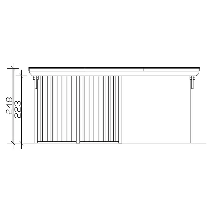 Skan Holz Doppelcarport Emsland - L x B: 846 x 613 cm, Einfahrtshöhe: 223 cm, Natur, Materialspezifizierung Dach: Aluminium, Mit Abstellraum - Skizze