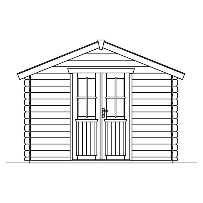 Skan Holz Gartenhaus Faro 2 - B x T: 340 x 350 cm, Holz, 7,5 m², Wandstärke: 28 mm - Skizze