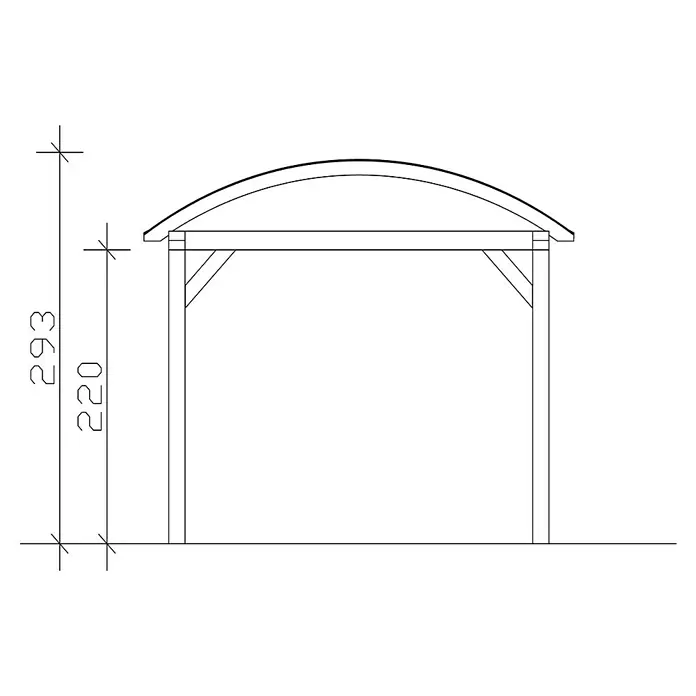 Skan Holz Carport Franken - L x B: 755 x 376 cm, Einfahrtshöhe: 220 cm, Weiß - Skizze