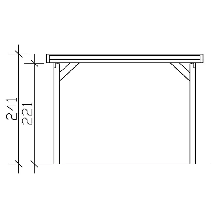 Skan Holz Carport Friesland - B x T: 314 x 708 cm, Einfahrtshöhe: 221 cm, Schiefergrau, Material Dach: Aluminium - Skizze