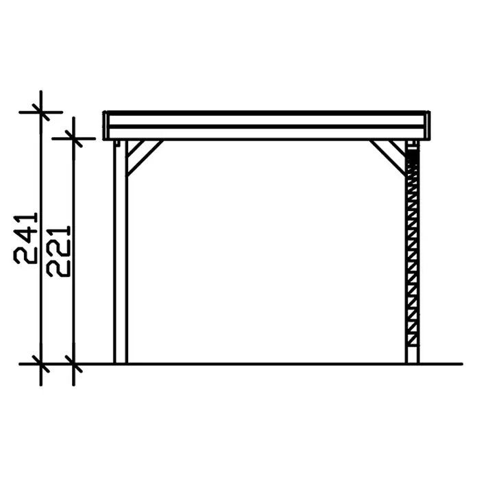 Skan Holz Carport Friesland - L x B: 555 x 314 cm, Einfahrtshöhe: 221 cm, Mit 1 Einfahrtsbogen - Skizze