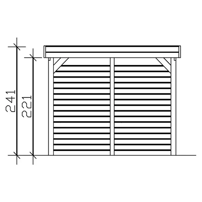 Skan Holz Carport Friesland - B x T: 314 x 708 m, Einfahrtshöhe: 221 cm, Schiefergrau, Mit Abstellraum - Skizze