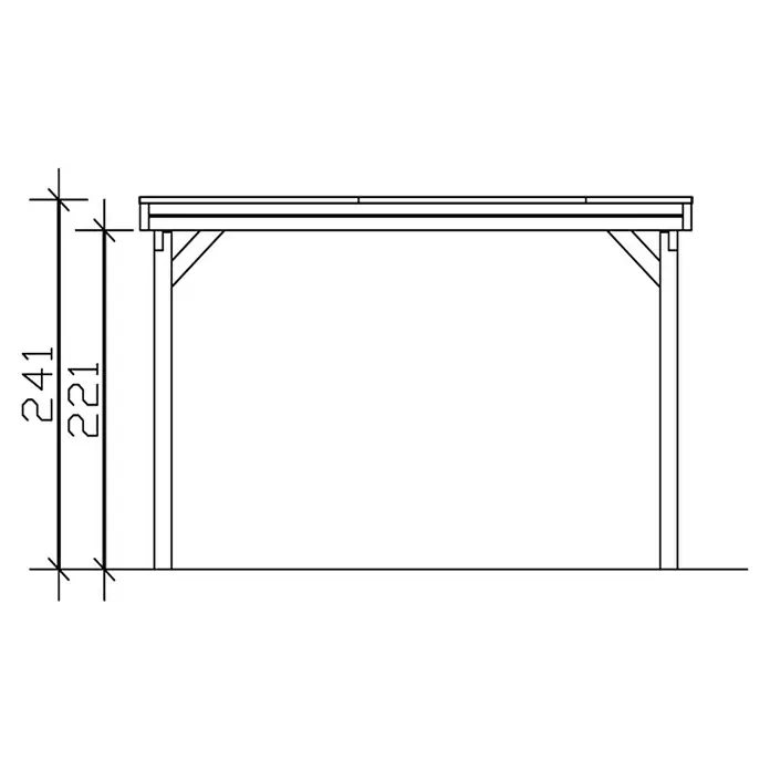 Skan Holz Carport Friesland - B x T: 397 x 860 cm, Einfahrtshöhe: 221 cm, Grün, Dachschalung mit EPDM-Folie - Skizze