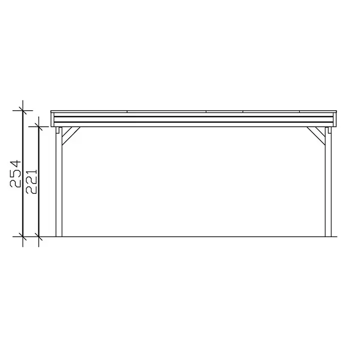 Skan Holz Doppelcarport Friesland - B x T: 557 x 555 cm, Einfahrtshöhe: 221 cm, Grün, Aluminium-Dachplatten - Skizze
