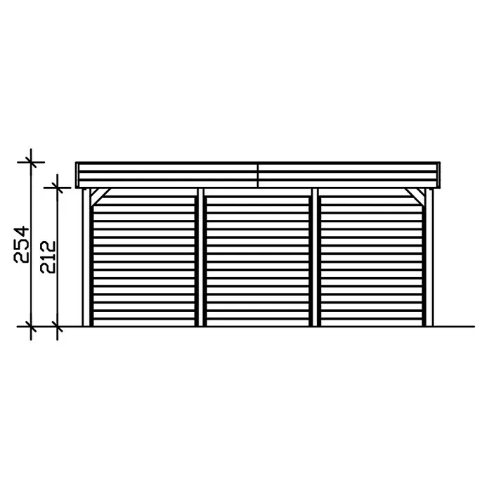 Skan Holz Doppelcarport Friesland - B x T: 557 x 555 cm, Einfahrtshöhe: 221 cm, Schiefergrau, Mit Seitenwänden & Rückwand - Skizze