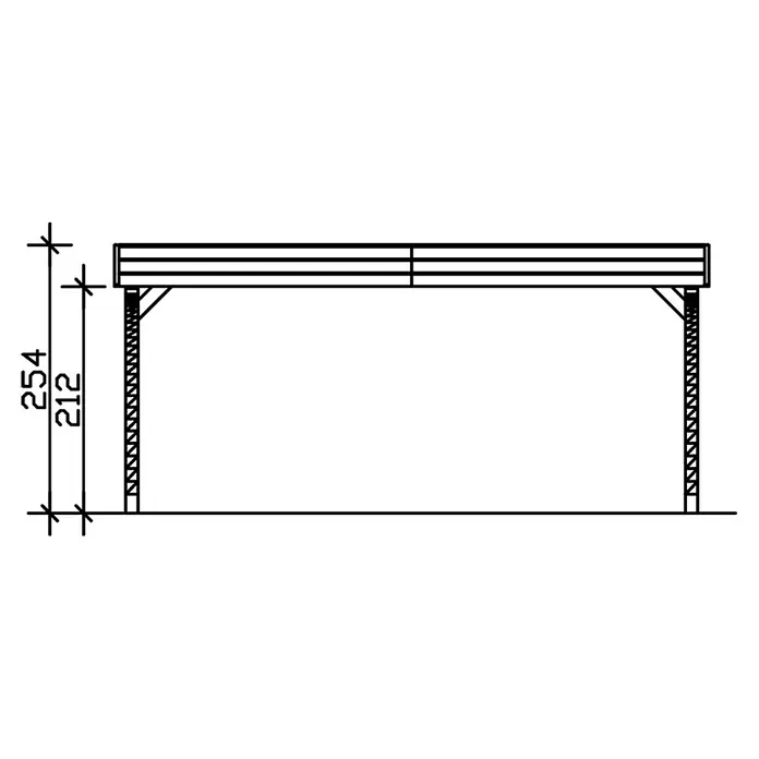 Skan Holz Doppelcarport Friesland - B x T: 557 x 555 cm, Einfahrtshöhe: 212 cm, Schiefergrau, Mit 2 Einfahrtsbögen - Skizze