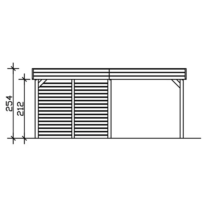 Skan Holz Doppelcarport Friesland - B x T: 557 x 708 cm, Einfahrtshöhe: 221 cm, Grün, Mit Abstellraum - Skizze