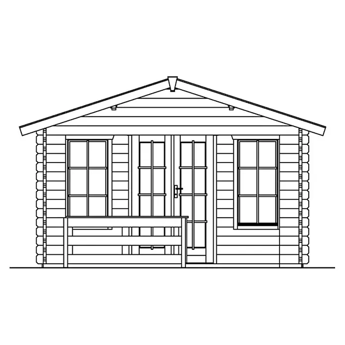 Skan Holz Gartenhaus Holmestrand - B x T: 420 x 650 cm, Holz, 23,18 m², Wandstärke: 45 mm - Skizze