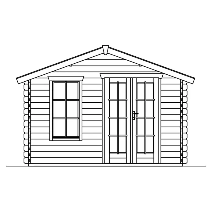 Skan Holz Gartenhaus Langesund 1 - B x T: 380 x 350 cm, Holz, 8,5 m², Wandstärke: 45 mm - Skizze