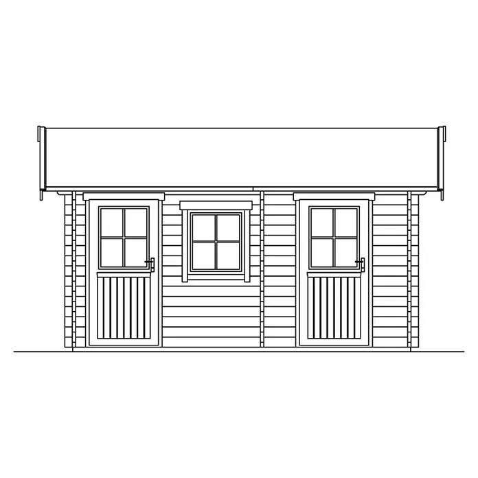 Skan Holz Gartenhaus Lausanne - B x T: 580 x 380 cm, Holz, 13,5 m², Wandstärke: 45 mm, 19 mm Dachschalung mit Konter- & Dachlattung - Skizze
