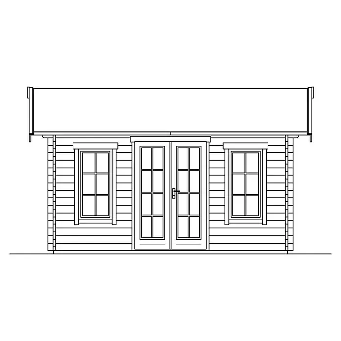 Skan Holz Gartenhaus Lugano 1 - B x T: 500 x 380 cm, Holz, 12,6 m², Wandstärke: 45 mm, 19 mm Dachschalung mit Konterlattung & 2. Dachschalung - Skizze