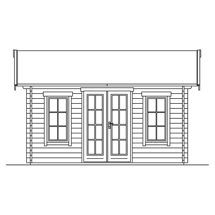 Skan Holz Gartenhaus Lugano 2 - B x T: 500 x 460 cm, Holz, 15,96 m², Wandstärke: 45 mm, 19 mm Profilschalung mit Nut & Feder - Skizze