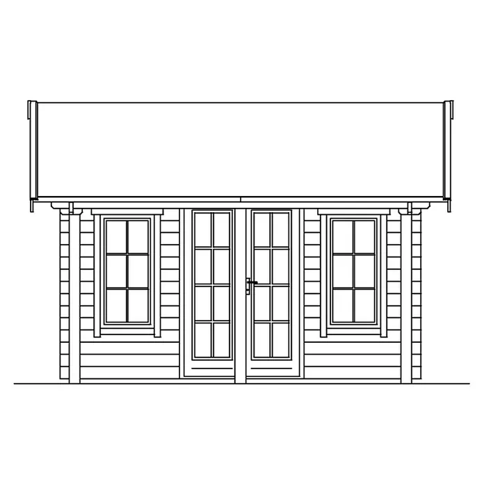 Skan Holz Gartenhaus Luzern - B x T: 460 x 580 cm, Holz, 19 m², Wandstärke: 45 mm, 19 mm Profilschalung mit Nut & Feder - Skizze
