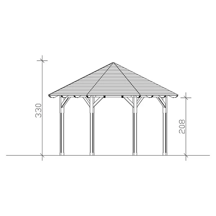 Skan Holz Pavillon Lyon 2 - L x B: 484 x 484 cm, Natur - Skizze