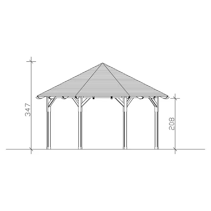 Skan Holz Pavillon Lyon 3 - L x B: 557 x 557 cm, Nussbaum - Skizze