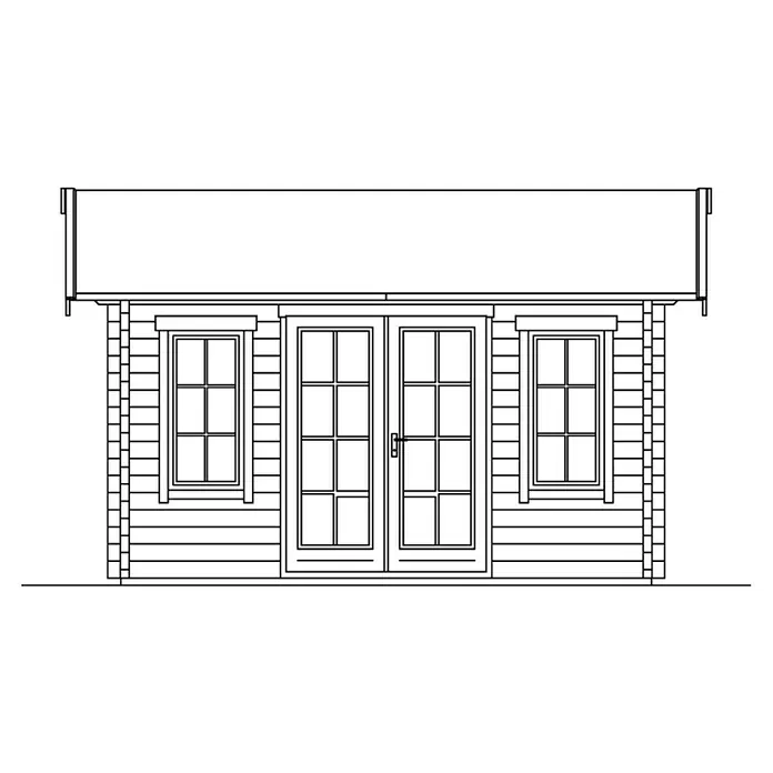Skan Holz Gartenhaus Montreal 1 - B x T: 500 x 380 cm, Holz, 12,6 m², Wandstärke: 70 mm, 28 mm Profilschalung mit Nut & Feder - Skizze