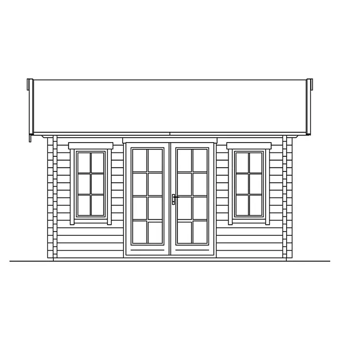 Skan Holz Gartenhaus Montreal 2 - B x T: 500 x 460 cm, Holz, 15,96 m², Wandstärke: 70 mm, 28 mm Profilschalung mit Nut & Feder - Skizze