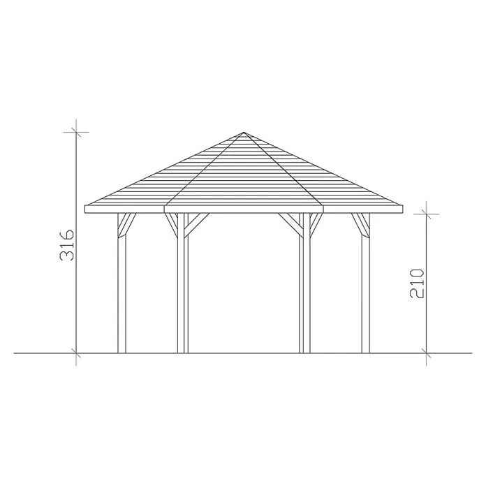 Skan Holz Pavillon Nancy 3 - L x B: 416 x 480 cm, Schiefergrau - Skizze