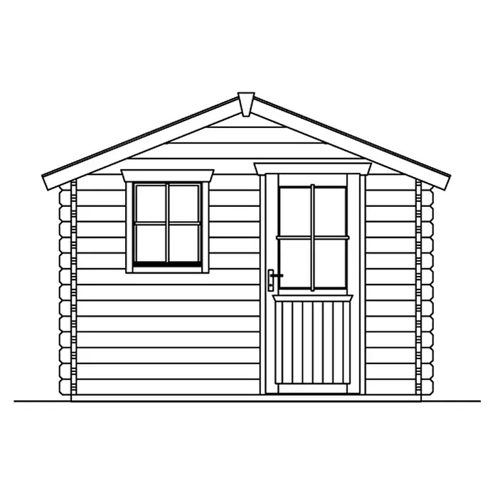 Skan Holz Gartenhaus Narvik 2 - B x T: 340 x 400 cm, Holz, 9 m², Wandstärke: 45 mm - Skizze