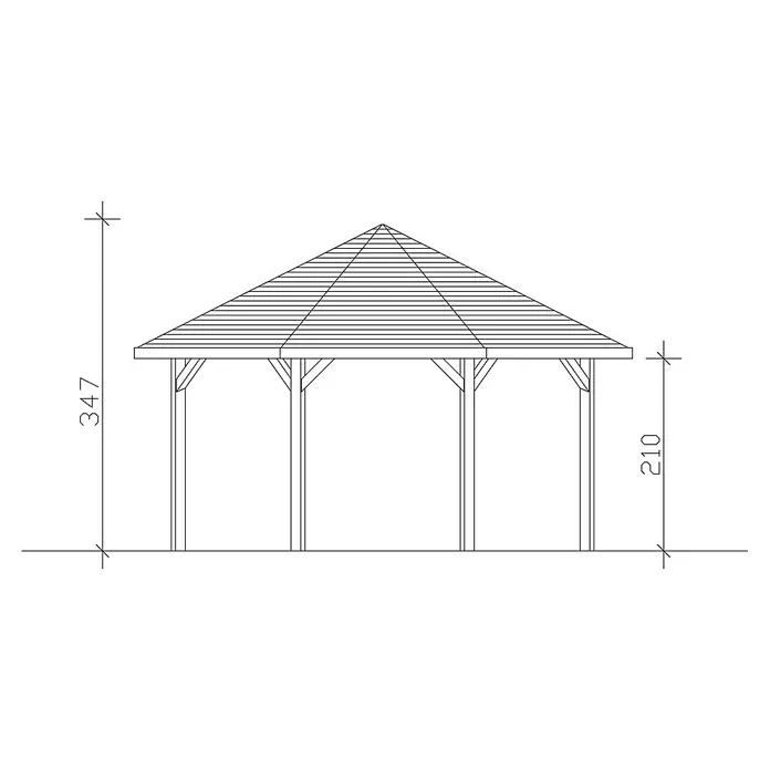 Skan Holz Pavillon Nice 3 - L x B: 557 x 557 cm, Eiche - Skizze