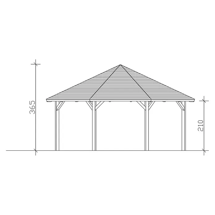 Skan Holz Pavillon Nice 4 - L x B: 630 x 630 cm, Weiß - Skizze