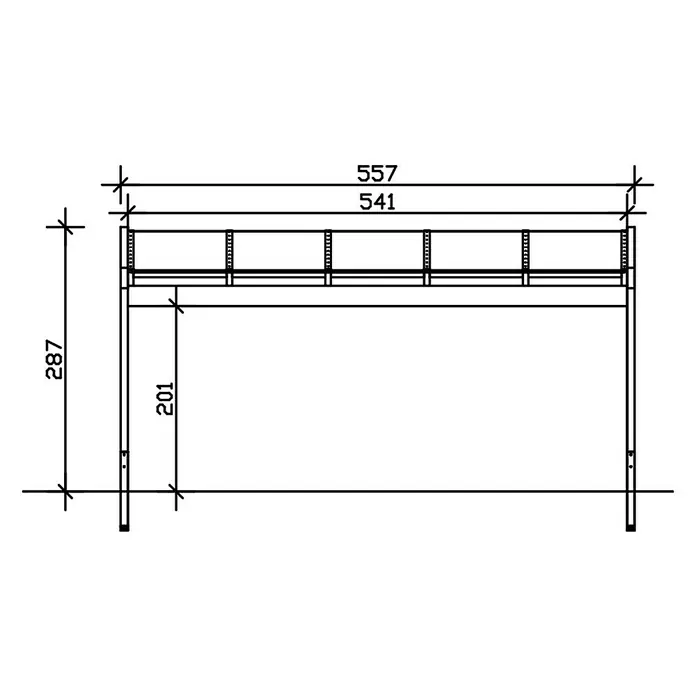 Skan Holz Terrassenüberdachung Novara - L x T: 557 x 359 cm, Polycarbonat, Eiche Hell - Skizze