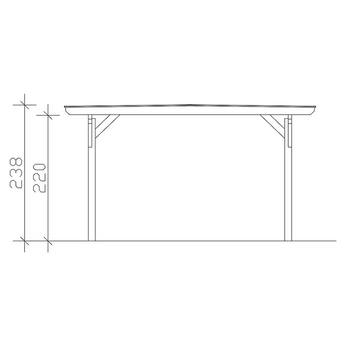 Skan Holz Carport Odenwald - L x B: 648 x 428 cm, Einfahrtshöhe: 220 cm, Eiche Hell - Skizze