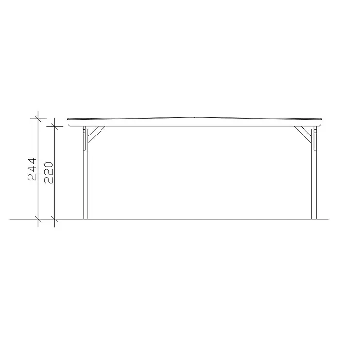 Skan Holz Doppelcarport Odenwald - L x B: 541 x 640 cm, Einfahrtshöhe: 220 cm, Natur - Skizze