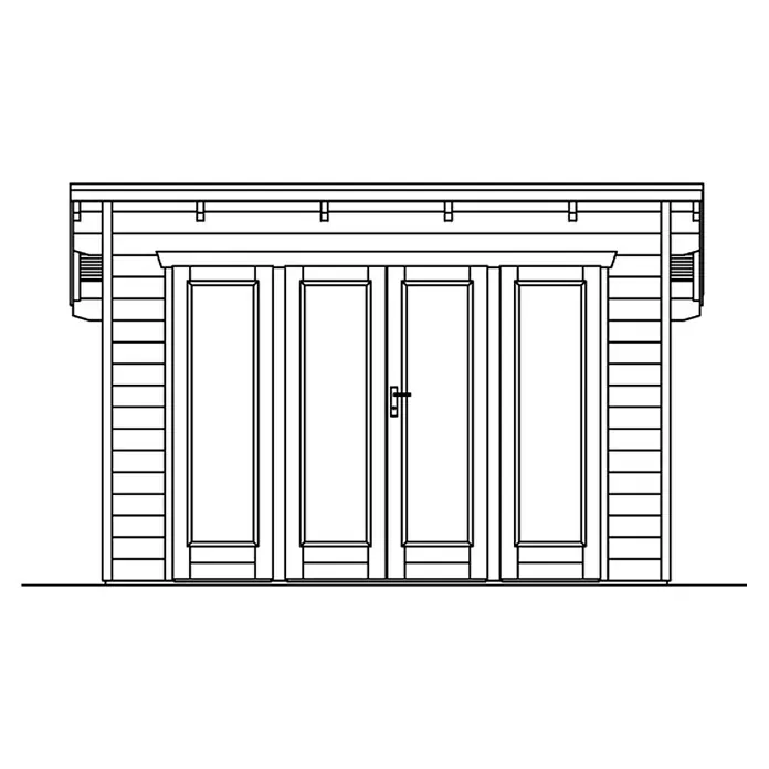 Skan Holz Gartenhaus Ostende - B x T: 390 x 310 cm, Holz, 8,75 m², Wandstärke: 28 mm, Natur - Skizze