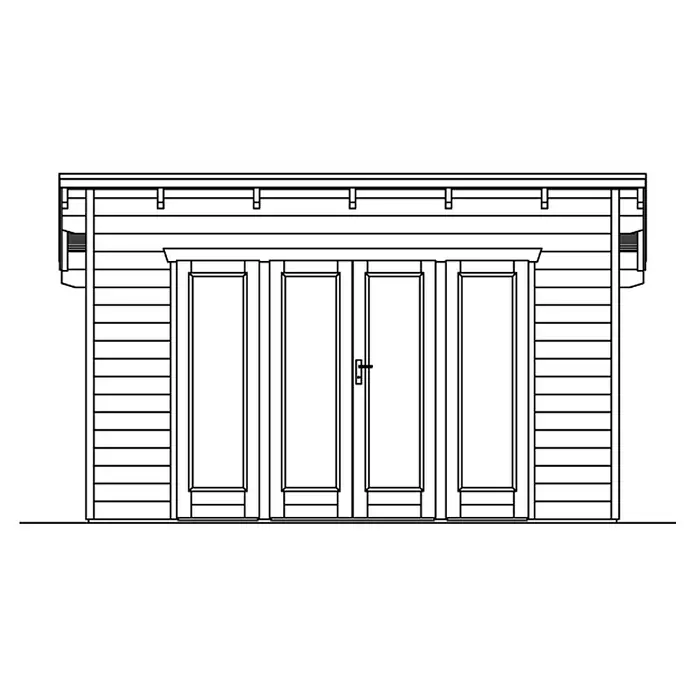 Skan Holz Gartenhaus Ostende - B x T: 440 x 380 cm, Holz, 12 m², Wandstärke: 28 mm, Natur - Skizze