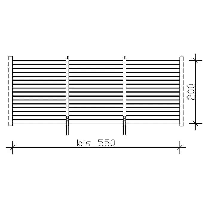 Skan Holz Rückwand - L x H: 550 x 200 cm, Schiefergrau, Passend für: Skan Holz Carports - Skizze